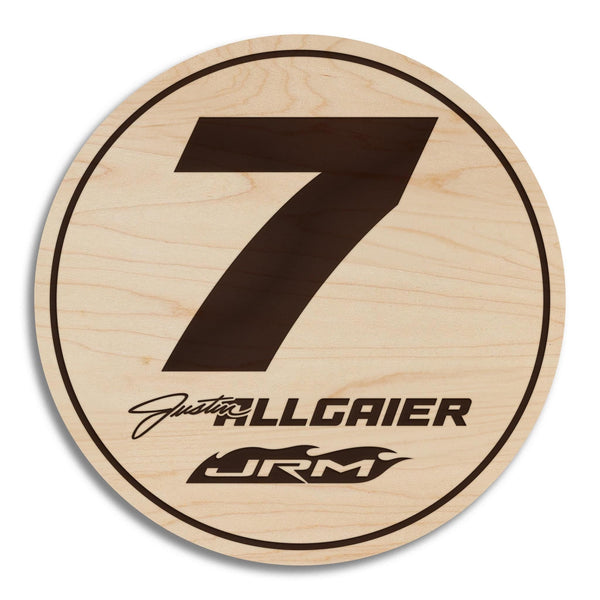 Justin Allgaier #7 Wooden Coaster  | Crafted from Cherry and Maple Wood | Made in USA | Officially Licensed by JR Motorsports