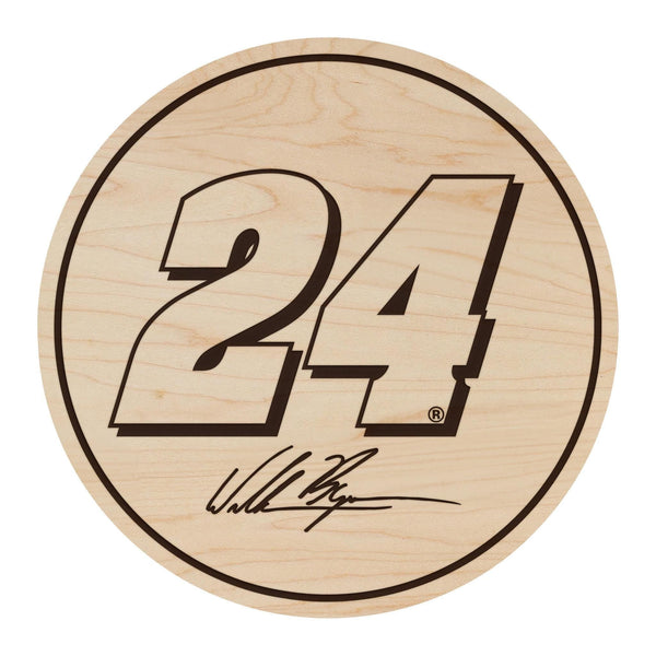 William Byron #24 Wooden Coaster  | Crafted from Cherry and Maple Wood | Made in USA | Officially Licensed by Hendrick Motorsports