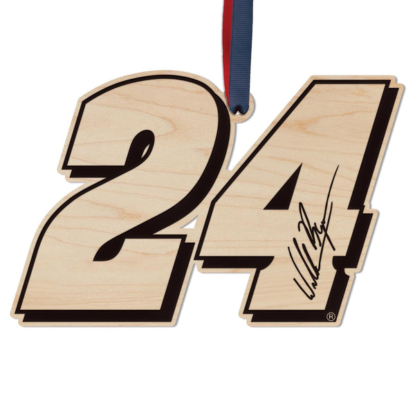 William Byron #24 Wooden Ornament  | Crafted from Cherry and Maple Wood | Made in USA | Officially Licensed by Hendrick Motorsports