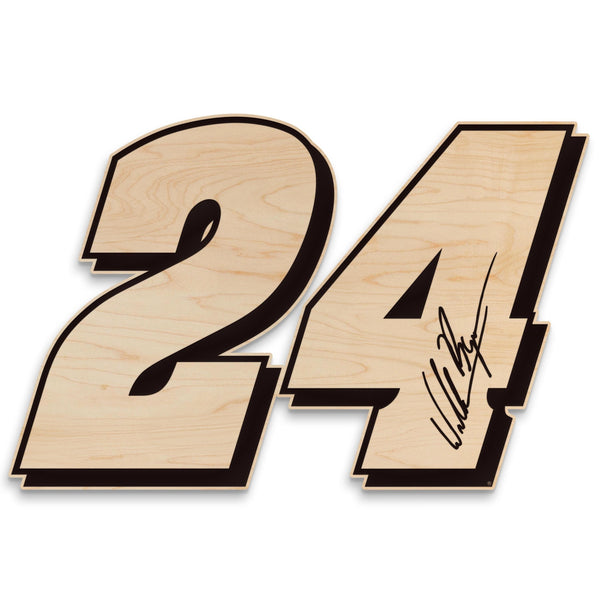 William Byron #24 Wooden Wall Hanging  | Crafted from Cherry and Maple Wood | Made in USA | Officially Licensed by Hendrick Motorsports
