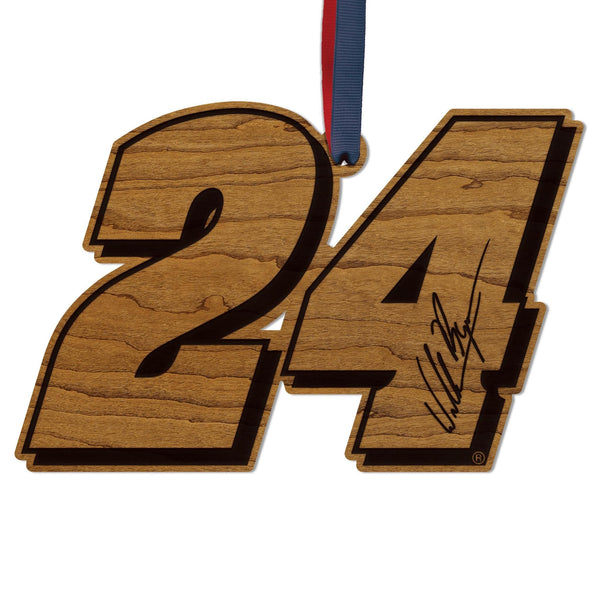 William Byron #24 Wooden Ornament  | Crafted from Cherry and Maple Wood | Made in USA | Officially Licensed by Hendrick Motorsports