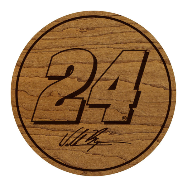 William Byron #24 Wooden Coaster  | Crafted from Cherry and Maple Wood | Made in USA | Officially Licensed by Hendrick Motorsports