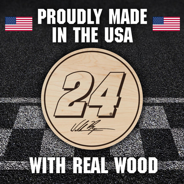 William Byron #24 Wooden Coaster  | Crafted from Cherry and Maple Wood | Made in USA | Officially Licensed by Hendrick Motorsports