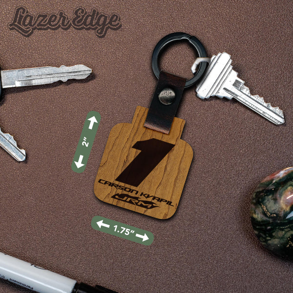 Carson Kvapil #1 Wooden Keychain  | Crafted from Cherry and Maple Wood | Made in USA | Officially Licensed by JR Motorsports