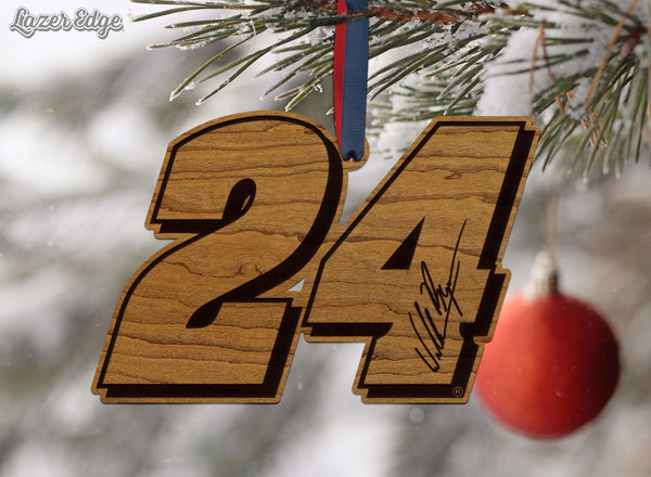 William Byron #24 Wooden Ornament  | Crafted from Cherry and Maple Wood | Made in USA | Officially Licensed by Hendrick Motorsports