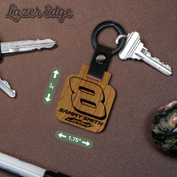 Sammy Smith #8 Wooden Keychain  | Crafted from Cherry and Maple Wood | Made in USA | Officially Licensed by JR Motorsports
