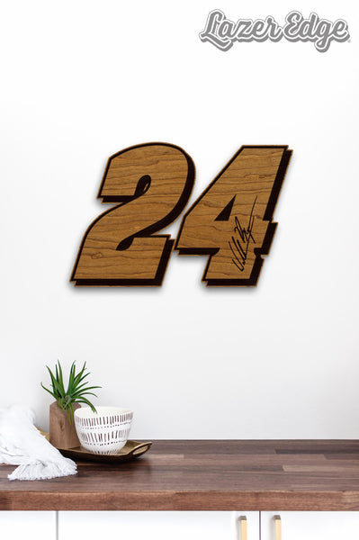 William Byron #24 Wooden Wall Hanging  | Crafted from Cherry and Maple Wood | Made in USA | Officially Licensed by Hendrick Motorsports