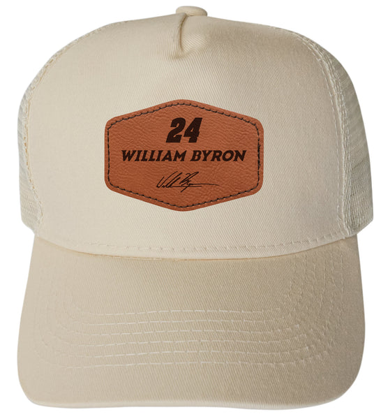 William Byron Raptor #24 Nascar Trucker Hat - Engraved Leather Patch