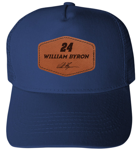 William Byron Raptor #24 Nascar Trucker Hat - Engraved Leather Patch