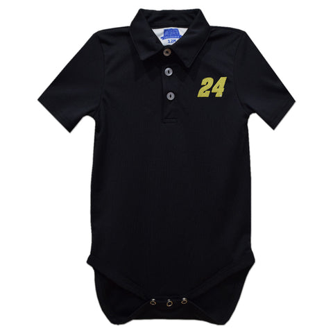 William Byron Vive La Fete Solid Polo Bodysuit - Black