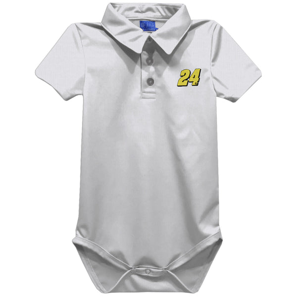William Byron Vive La Fete Solid Polo Bodysuit - White