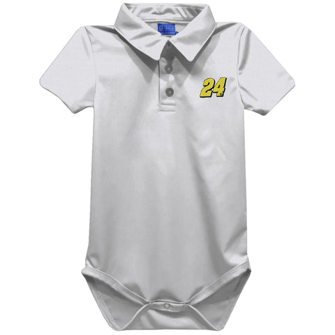 William Byron Vive La Fete Solid Polo Bodysuit - White