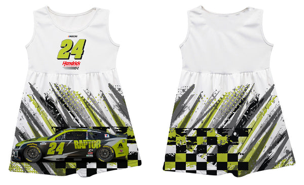 William Byron Nascar Abstract Check Halftones Tank Dress - White