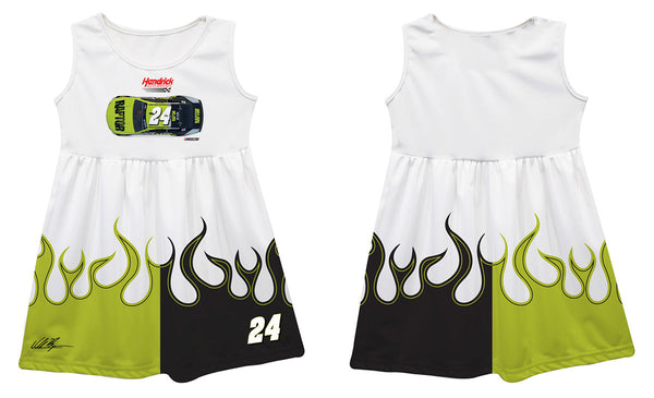 William Byron Nascar Car Flames Tank Dress - White