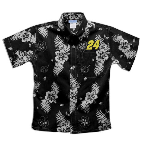 William Byron Vive La Fete Hawaiian Print Button-Down Shirt - Black