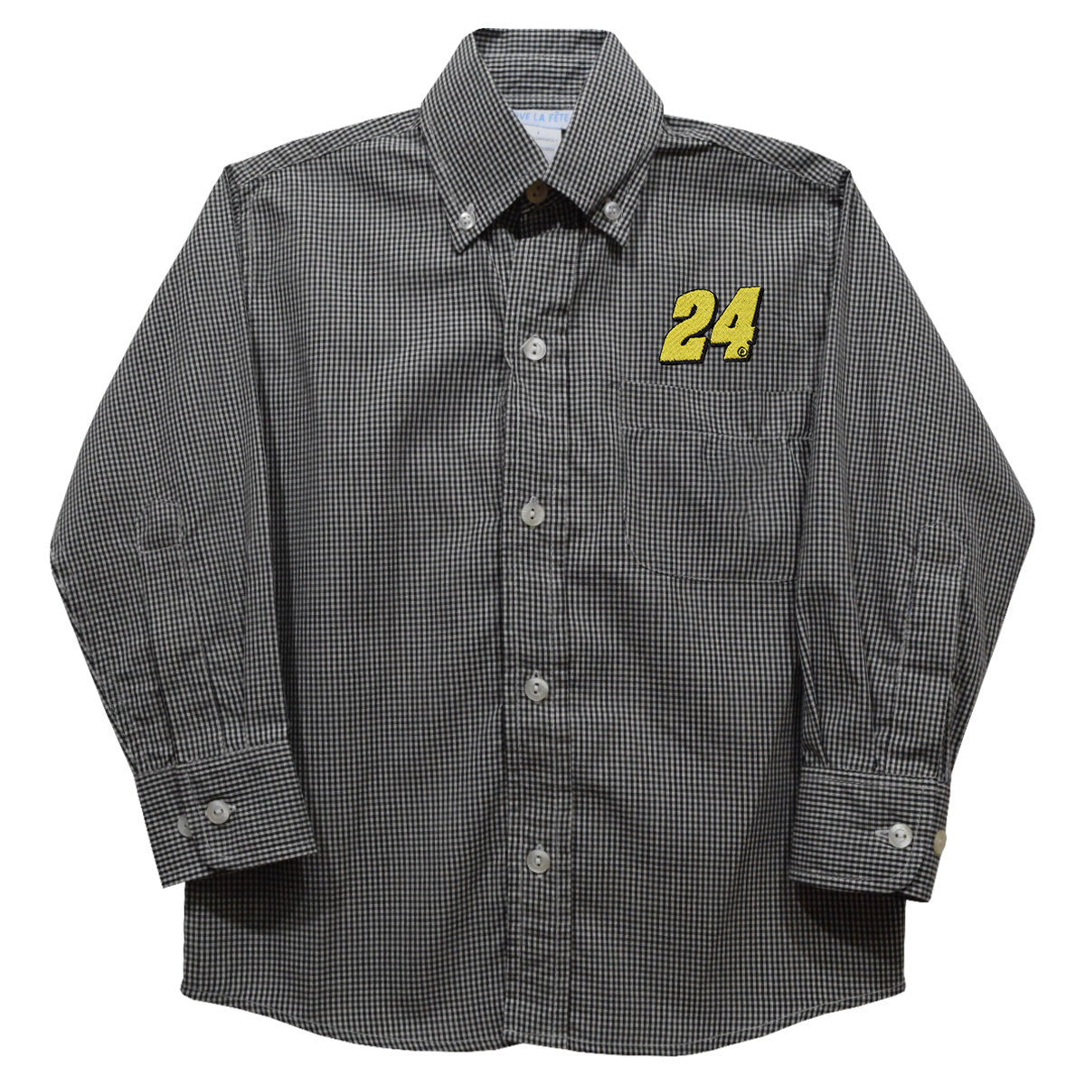 William Byron Vive La Fete Gingham Button Down Long Sleeve Shirt - Black
