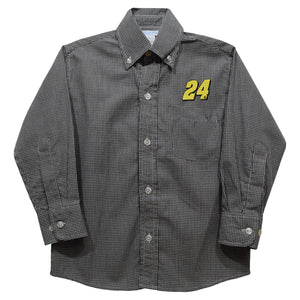 William Byron Vive La Fete Gingham Button Down Long Sleeve Shirt - Black