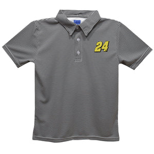 William Byron Vive La Fete Pencil Stripe Polo - Black