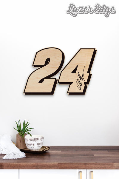William Byron #24 Wooden Wall Hanging  | Crafted from Cherry and Maple Wood | Made in USA | Officially Licensed by Hendrick Motorsports