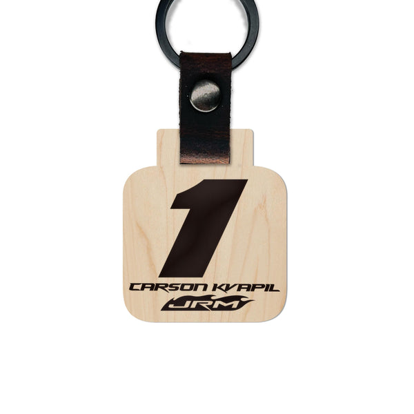 Carson Kvapil #1 Wooden Keychain  | Crafted from Cherry and Maple Wood | Made in USA | Officially Licensed by JR Motorsports