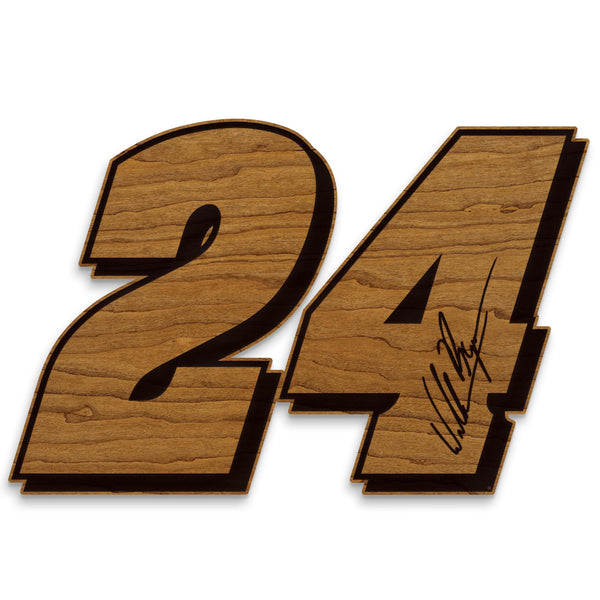 William Byron #24 Wooden Wall Hanging  | Crafted from Cherry and Maple Wood | Made in USA | Officially Licensed by Hendrick Motorsports