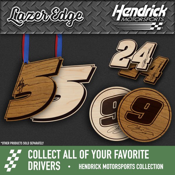 William Byron #24 Wooden Coaster 4-Pack | Crafted from Cherry and Maple Wood | Made in USA | Officially Licensed by Hendrick Motorsports